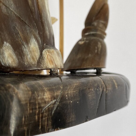 Crab Shrimp Lotus Hand Carved Animal Horn Sculpture Pen Holder Vintage Desk Set - Picture 13 of 16